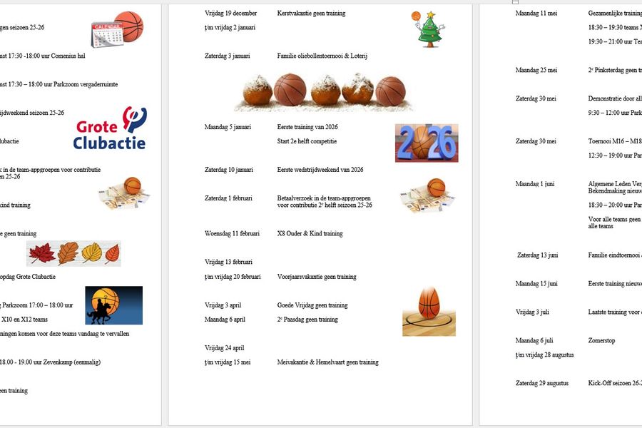 Nieuwe kalender staat online!